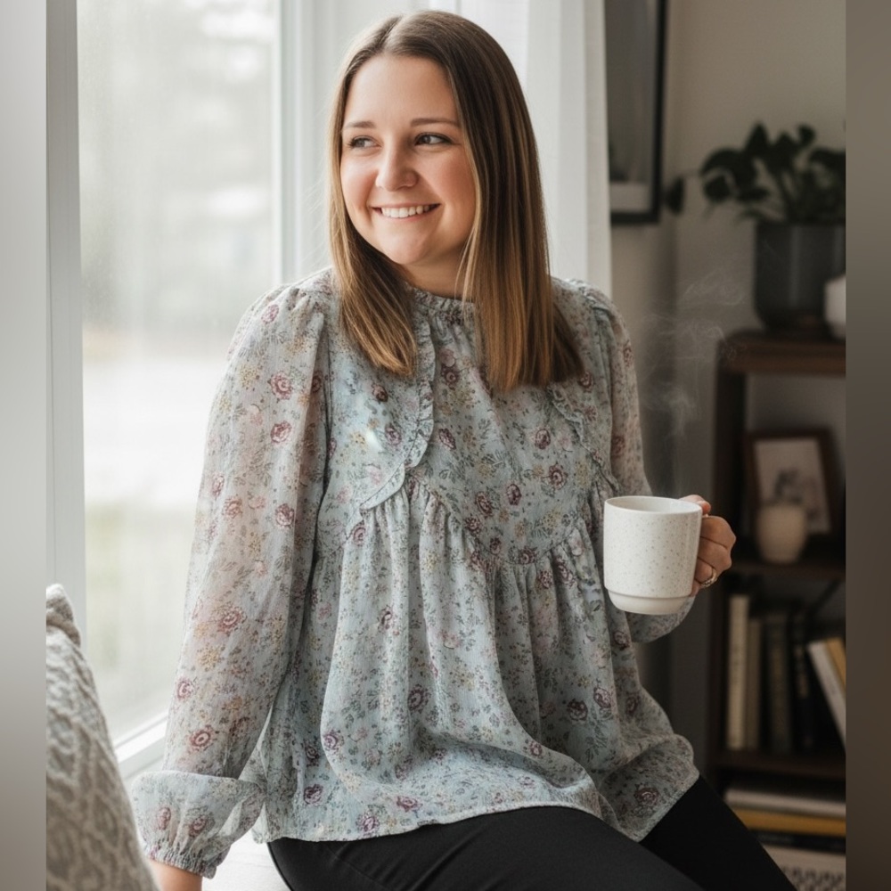 Easel Floral Long Sleeve Women's Top